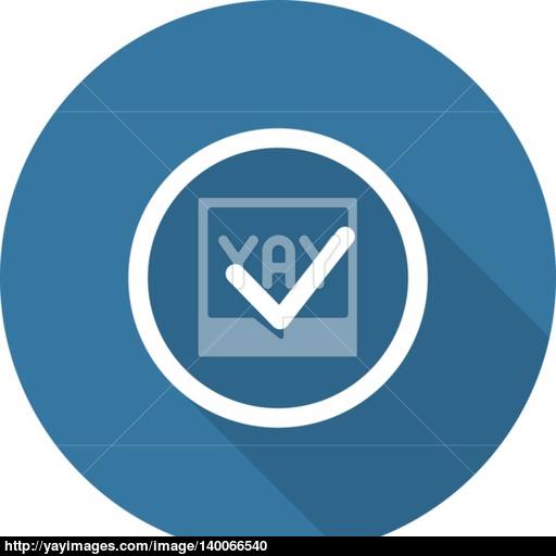 Accept Icon Confirm Button Flat Design Long Shadow Vector