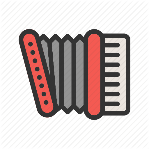 Accordion, Instrument, Keyboard, Music, Musical, Musician, Red Icon