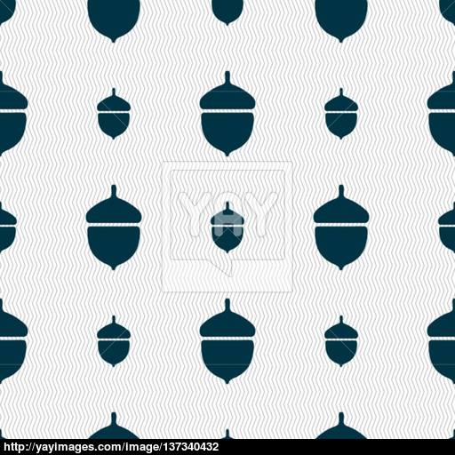 Acorn Icon Sign Seamless Pattern With Geometric Texture Vector