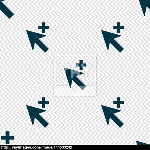 Cursor, Arrow Plus, Add Icon Sign Seamless Abstract Background