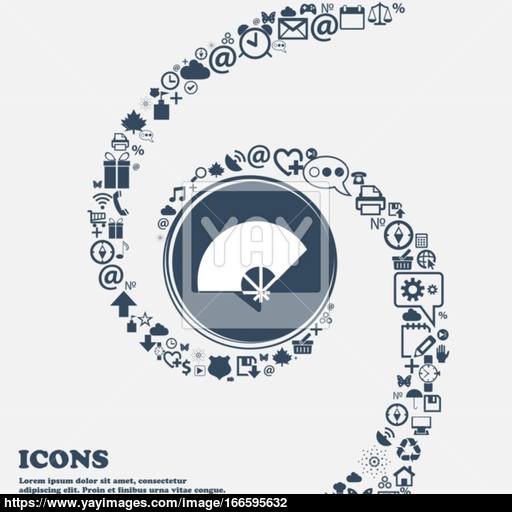Fan Icon In The Center Around The Many Beautiful Symbols Twisted