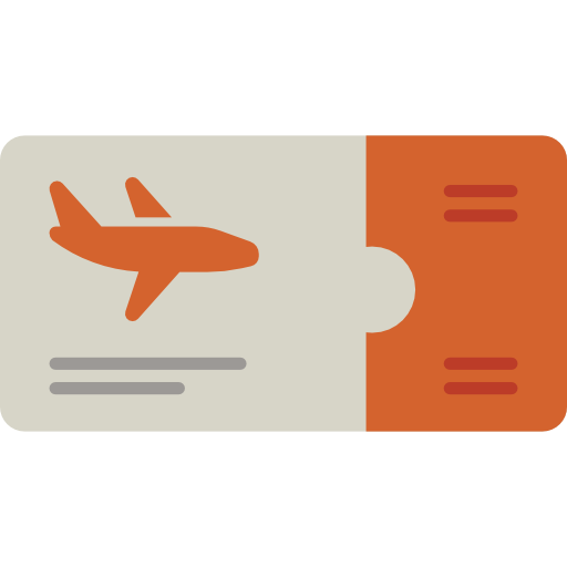 Vacations, Flight, Airplane Ticket Icon
