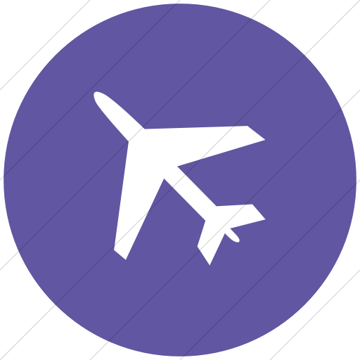 Flat Circle White On Purple Classica Airplane Icon