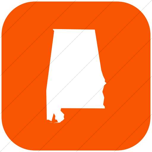 Flat Rounded Square White On Orange Us States Alabama Icon