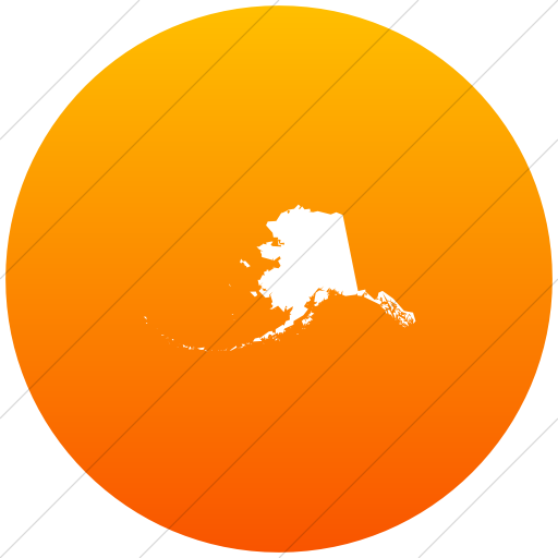 Flat Circle White On Orange Gradient Us States Alaska Icon