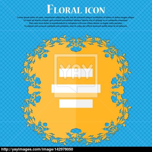 Center Alignment Icon Sign Floral Flat Design On A Blue Abstract