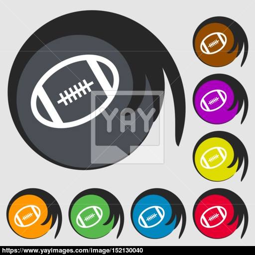 American Football Icon Symbols On Eight Colored Buttons Vector