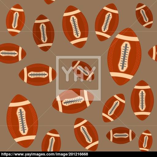 American Football Ball Seamless Pattern Isolated On Brown