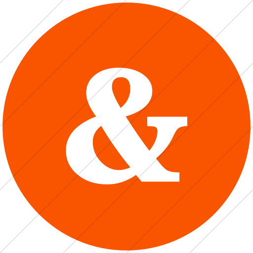 Flat Circle White On Orange Classica Ampersand Icon