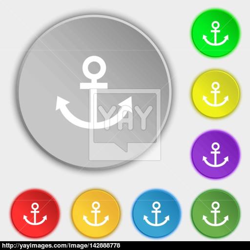 Anchor Icon Symbols On Eight Flat Buttons Vector Vector