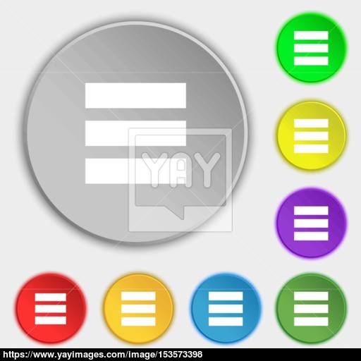 List Menu, App Icon Sign Symbol On Eight Flat Buttons Vector
