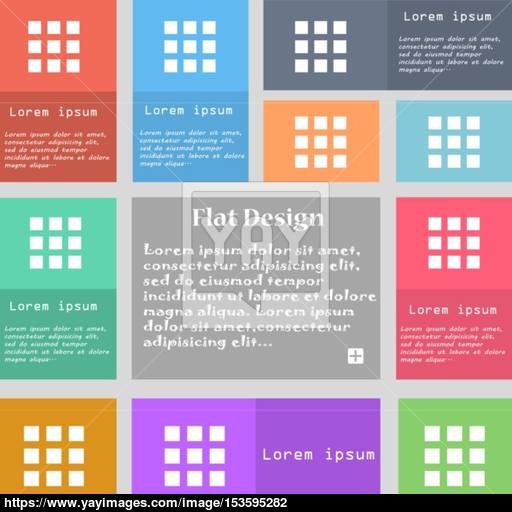 List Menu, App Icon Sign Set Of Multicolored Buttons With Space