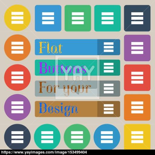 List Menu, App Icon Sign Set Of Twenty Colored Flat, Round