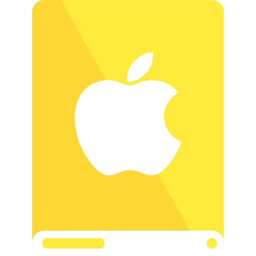 Drive, Apple, Yellow, White Icon