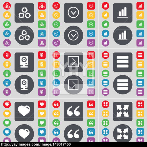 Gear, Arrow Down, Diagram, Speaker, Arrow Right, Apps, Heart