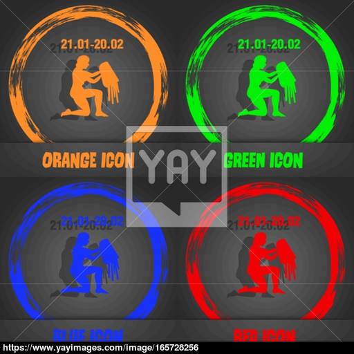 Aquarius Icon Fashionable Modern Style In The Orange, Green