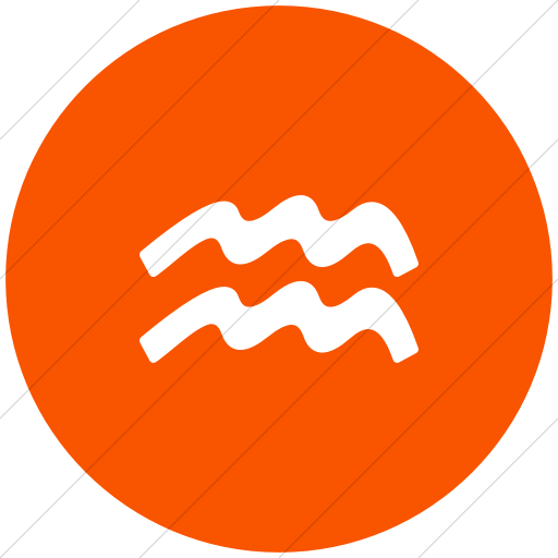 Flat Circle White On Orange Astrological Signs Aquarius
