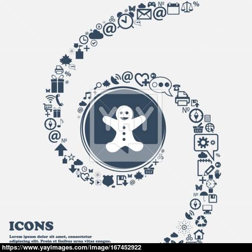 Gingerbread Man Icon In The Center Around The Many Beautiful