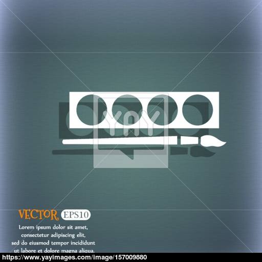 Paint Brush With Palette Icon On The Blue Green Abstract