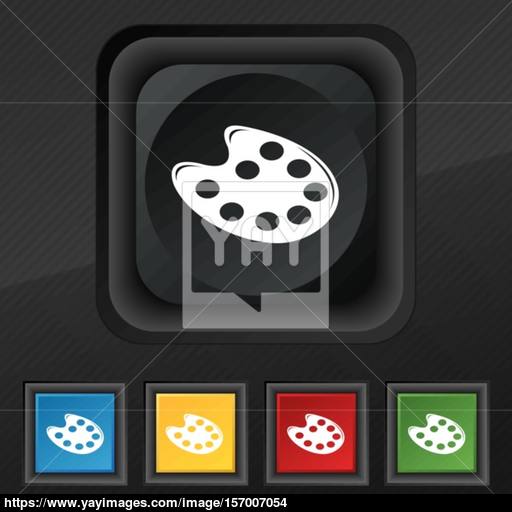 Paint With Palette Icon Symbol Set Of Five Colorful, Stylish