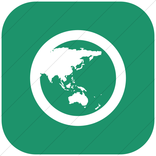 Flat Rounded Square White On Aqua Raphael Globe Asia Icon