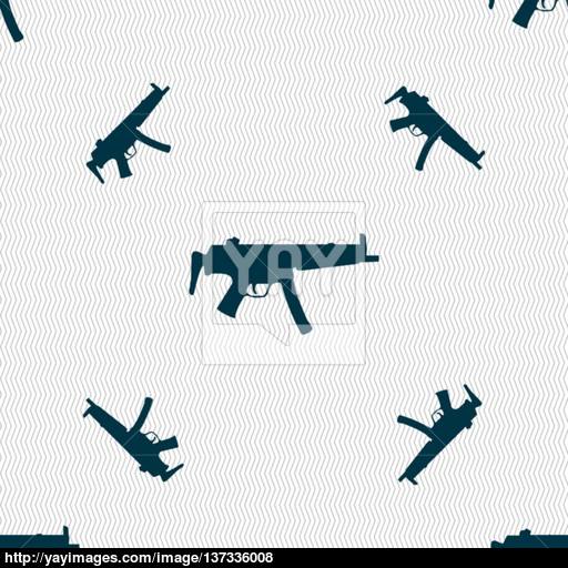 Machine Gun Icon Sign Seamless Pattern With Geometric Texture