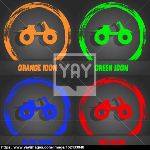 Atv Icon Fashionable Modern Style In The Orange, Green, Blue