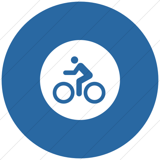 Flat Circle White On Blue Iconathon Bike Path Icon