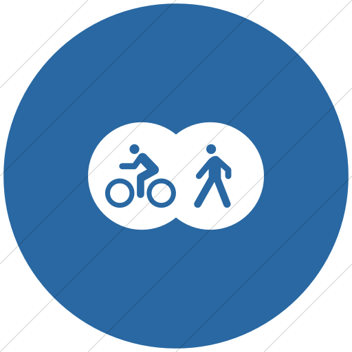 Flat Circle White On Blue Iconathon Shared Bike Path Icon