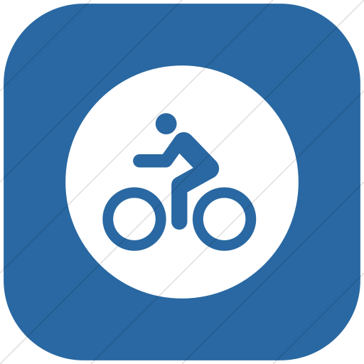 Flat Rounded Square White On Blue Iconathon Bike Path Icon