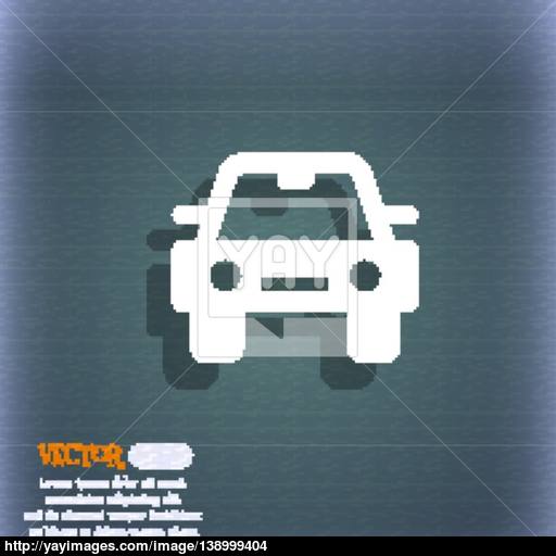 Auto Icon Symbol On The Blue Green Abstract Background With Shadow