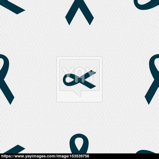 Ribbon, Breast Cancer Awareness Month Icon Sign Seamless Pattern