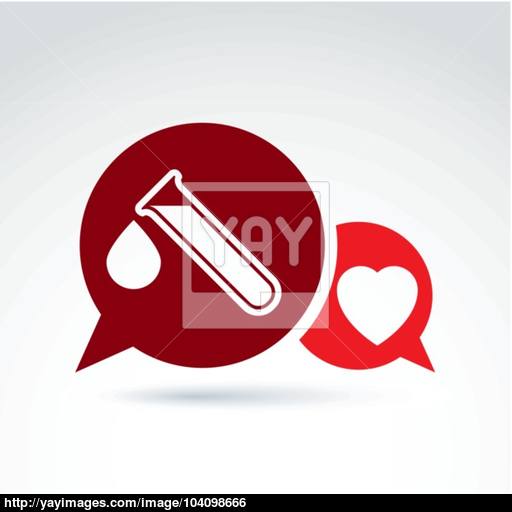 Vector Illustration Of A Red Heart Symbol And Test Tube With A B