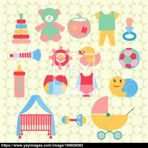 Newborn Baby Stuff Icons Set