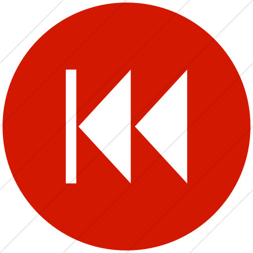 Flat Circle White On Red Classica Skip Back Arrow Icon
