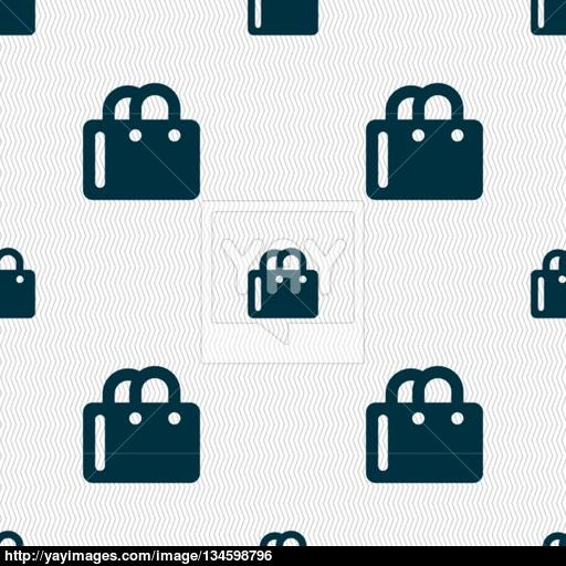 Shopping Bag Icon Sign Seamless Pattern With Geometric Texture