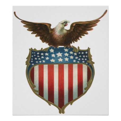 Vintage Patriotic, Bald Eagle With American Flag Poster Zazzle