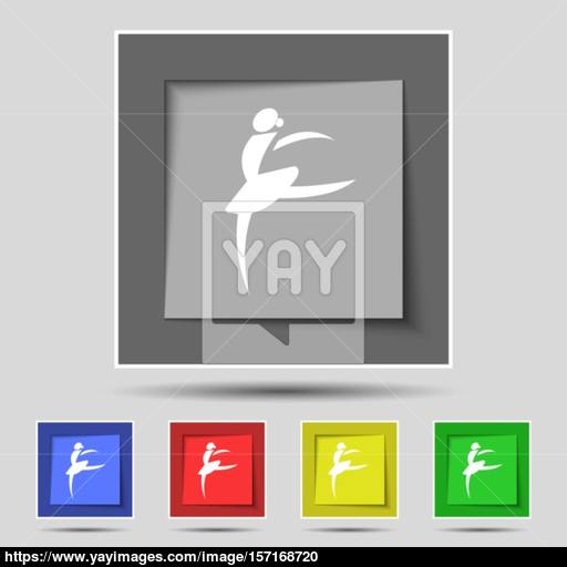 Dance Girl Ballet, Ballerina Icon Sign On Original Five Colored