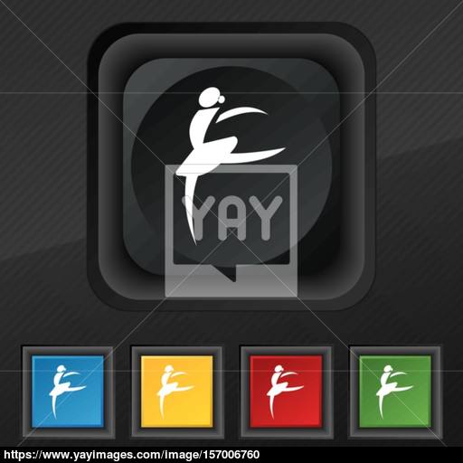 Dance Girl Ballet, Ballerina Icon Symbol Set Of Five Colorful