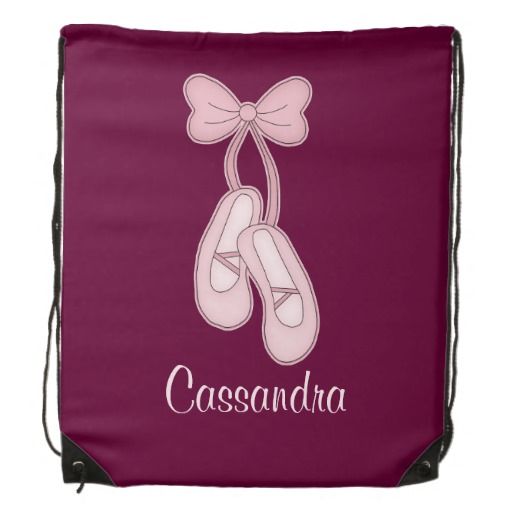 Personalized Dancer Dancing Pink Ballet Shoes Drawstring Bag