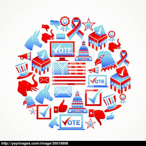 Us Elections Icons Circle Vector