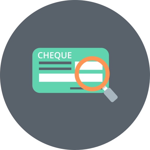 Cheque, Magnifier, Explore, Cash, Check, Finance, Banking Icon