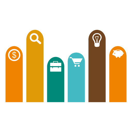 Multicolor Bar Graph With Icons