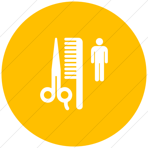Flat Circle White On Yellow Aiga Barber Shop Icon