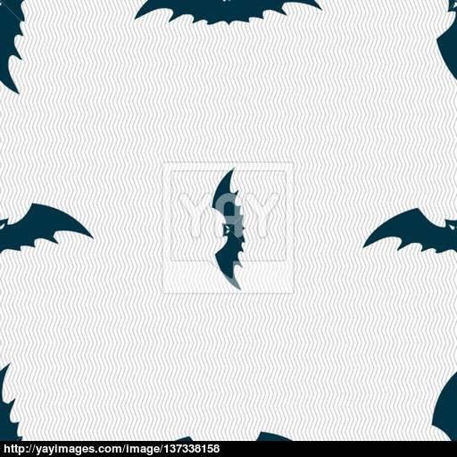 Bat Icon Sign Seamless Pattern With Geometric Texture Vector
