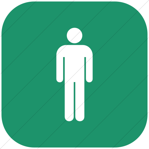 Flat Rounded Square White On Aqua Aiga Toilets Men Icon