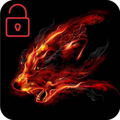 Fire Wolf Red Clock With Flame Locker Screen Theme Download