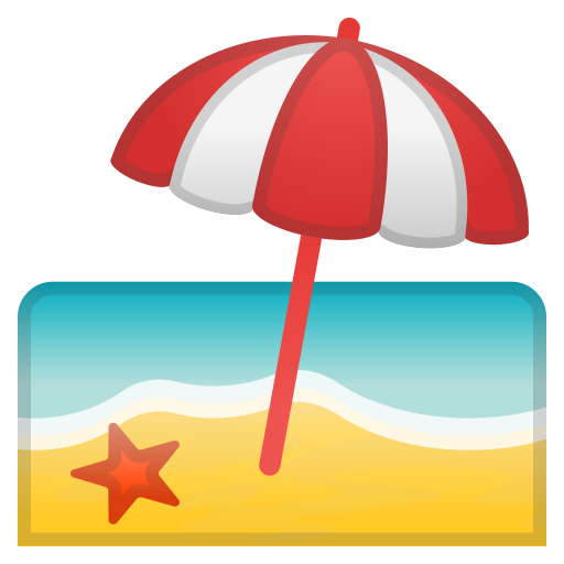Beach With Umbrella Icon Noto Emoji Travel Places Iconset Google
