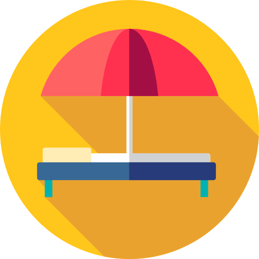 Holidays, Summer, Vacations, Hammock, Sun Umbrella Icon