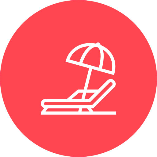 Red, Beach, Chair, And, Umbrella Icon Free Of Hotel And Spa Icons